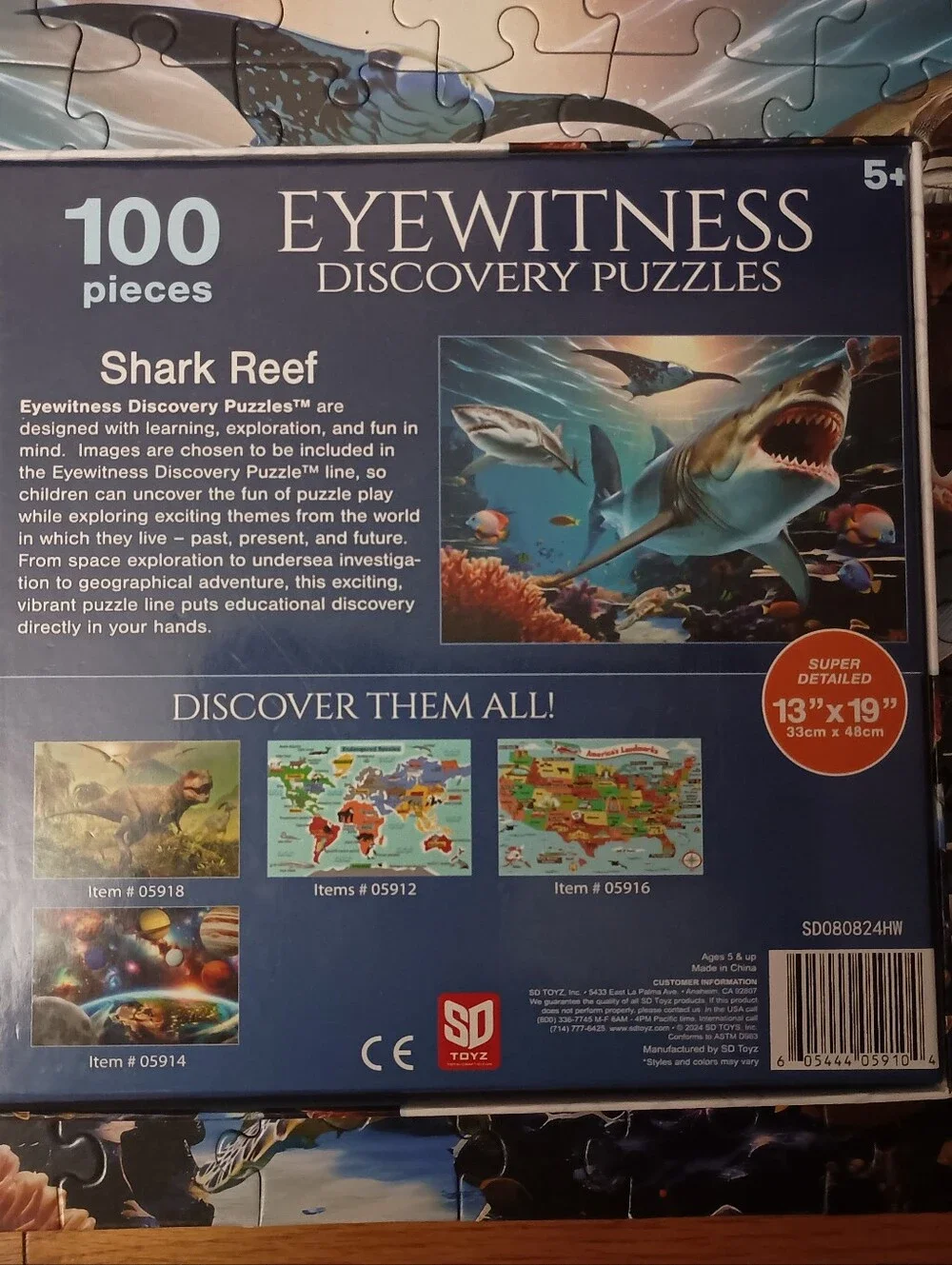3/$10 🌟 Eyewitness Discovery Shark Reef 100 Piece Puzzle
